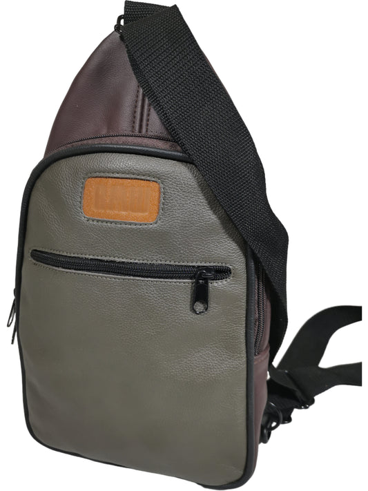 Genuine leather two tone sling bag