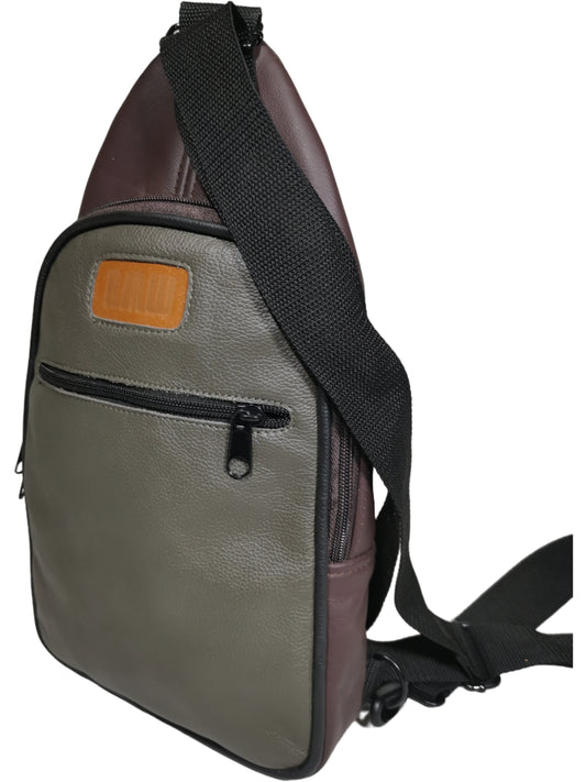 Genuine leather two tone sling bag