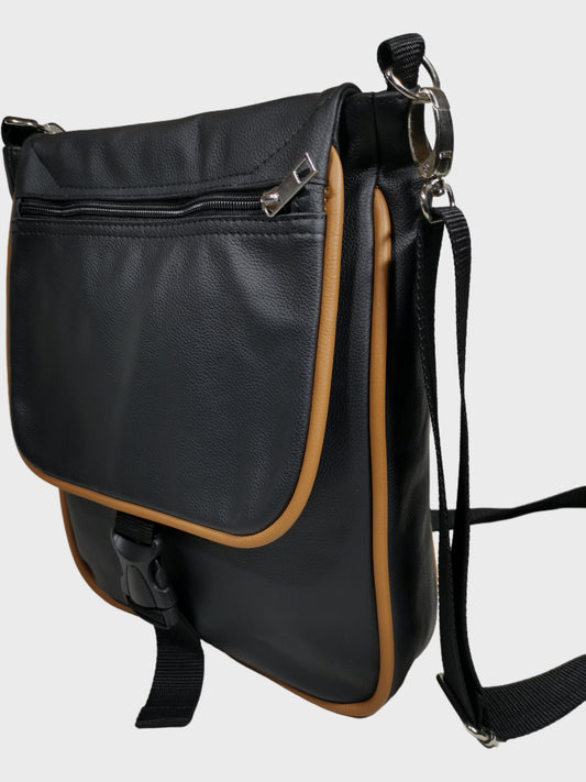 Genuine leather two toned cross body bag